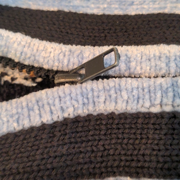 Casa Maglia EUC zip up sweater striped medium grey black - Picture 3 of 15